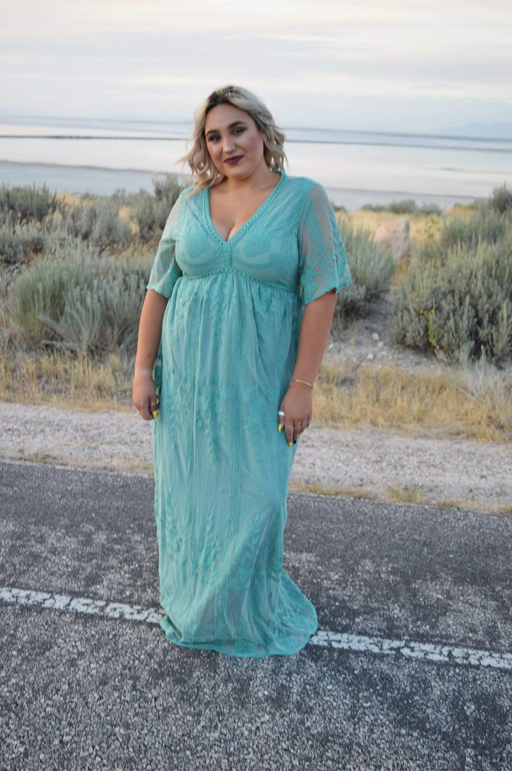 Hazel Blues® | Elegant Lace Dress: Seafoam - Hazel Blues®
