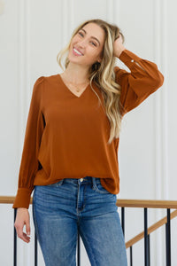 Hazel Blues® | Enjoy This Moment V Neck Blouse In Toffee - Hazel Blues®