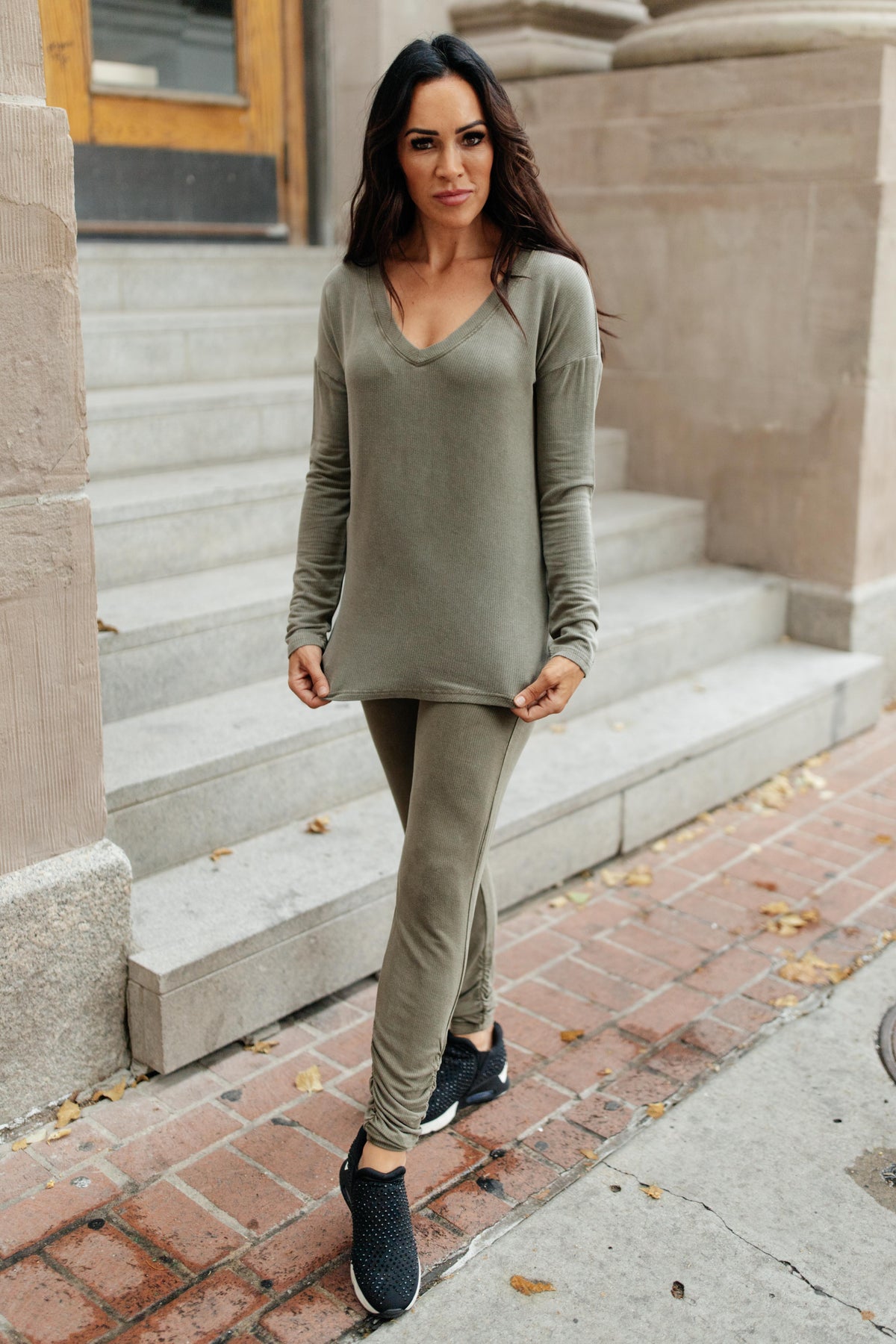 Hazel Blues® | Essential Lounge Top in Mineral Wash Olive - Hazel Blues®