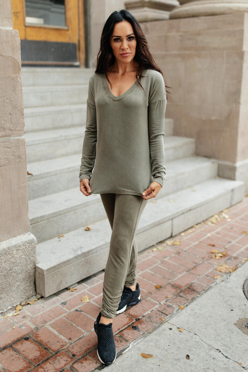 Hazel Blues® | Essential Lounge Top in Mineral Wash Olive - Hazel Blues®