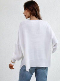 Hazel Blues® | Exposed Seam Dropped Shoulder Slit Sweater - Hazel Blues®