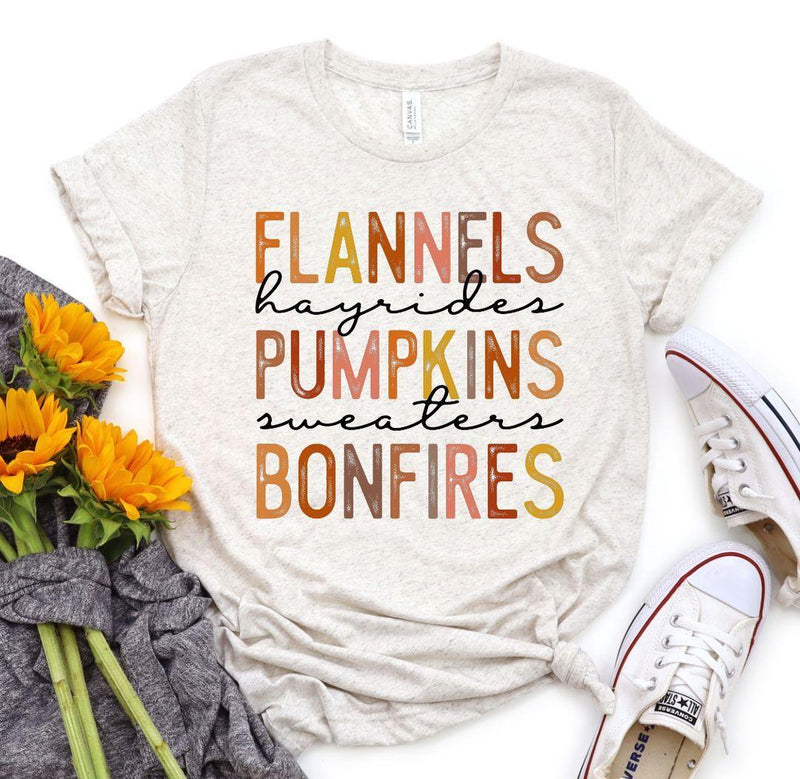Hazel Blues® | Flannels Hayrides Pumpkins Sweaters Bonfires Graphic Tee - Hazel Blues®