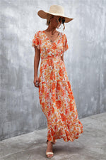 Hazel Blues® | Floral Buttoned Drawstring Waist Tiered Dress - Hazel Blues®