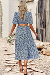 Hazel Blues® | Floral Cutout Puff Sleeve Midi Dress - Hazel Blues®