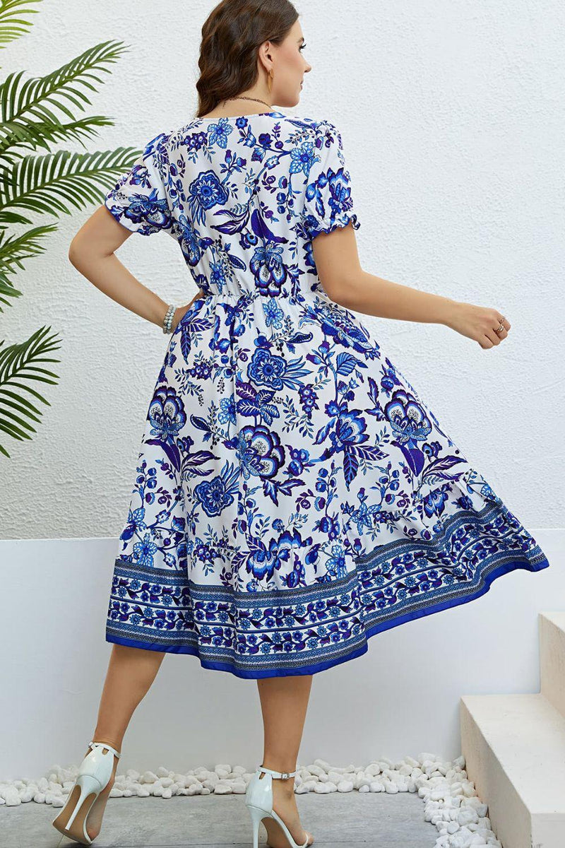 Hazel Blues® | Floral Flounce Sleeve Surplice Dress - Hazel Blues®