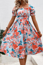 Hazel Blues® | Floral Frill Trim Square Neck Dress - Hazel Blues®