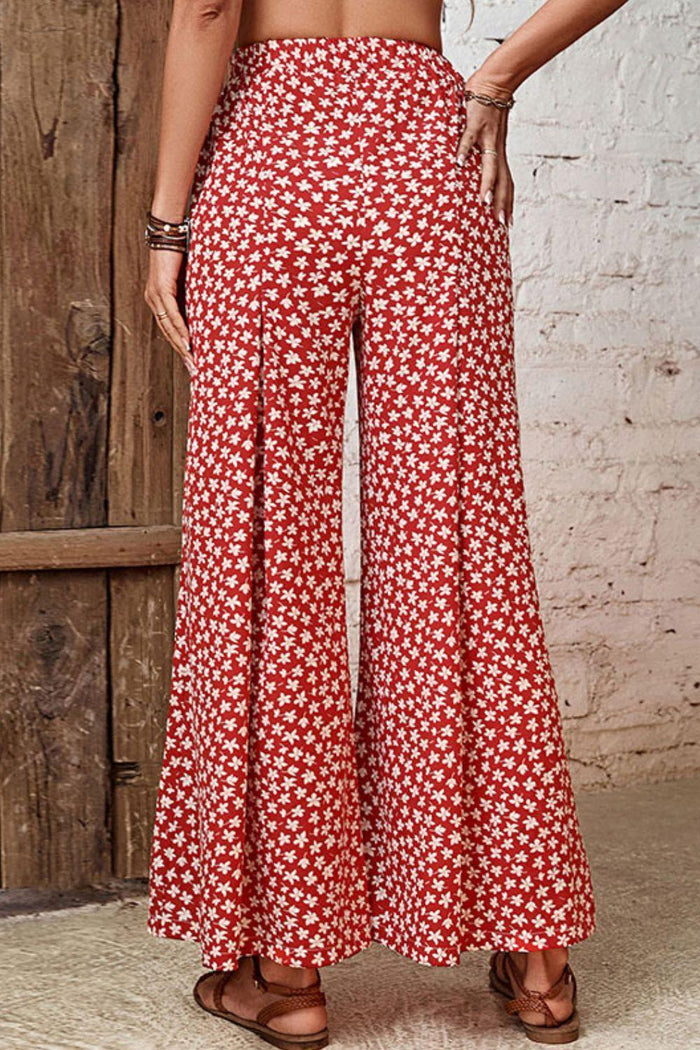 Hazel Blues® | Floral High-Rise Wide Leg Flare Pants - Hazel Blues®