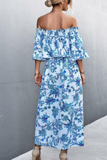 Hazel Blues® | Floral Off-Shoulder Front Split Dress - Hazel Blues®
