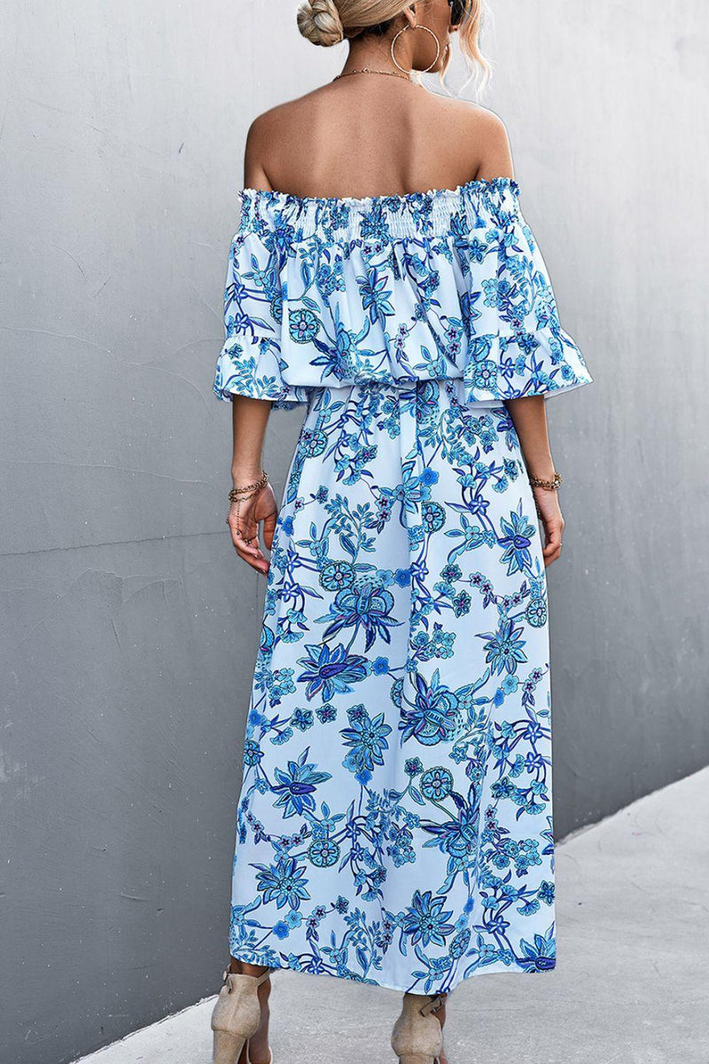 Hazel Blues® | Floral Off-Shoulder Front Split Dress - Hazel Blues®