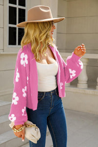 Hazel Blues® | Floral Open Front Fuzzy Cardigan - Hazel Blues®