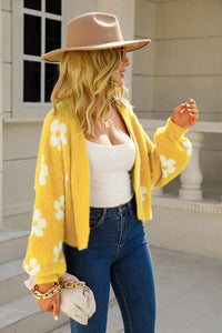 Hazel Blues® | Floral Open Front Fuzzy Cardigan - Hazel Blues®