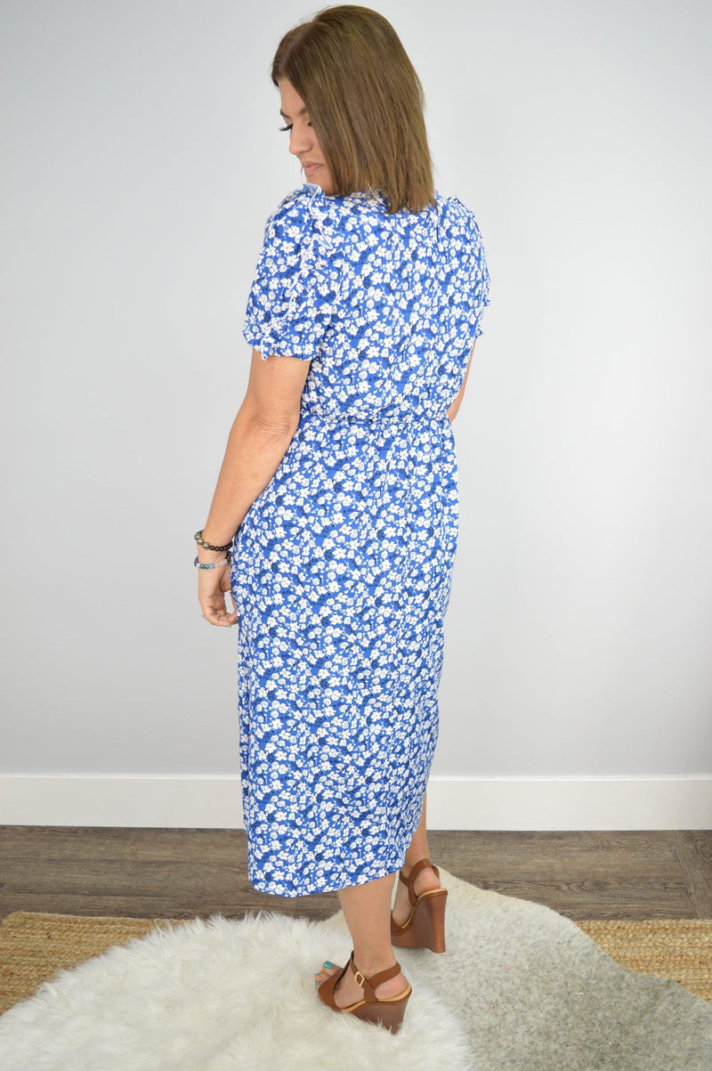 Hazel Blues® | Floral Round Neck Split Midi Dress - Hazel Blues®