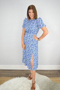 Hazel Blues® | Floral Round Neck Split Midi Dress - Hazel Blues®