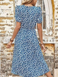 Hazel Blues® | Floral Round Neck Split Midi Dress - Hazel Blues®