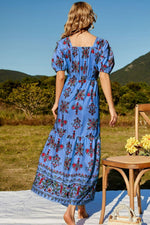 Hazel Blues® | Floral Ruched Puff Sleeve Tiered Maxi Dress - Hazel Blues®