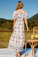 Hazel Blues® | Floral Ruched Puff Sleeve Tiered Maxi Dress - Hazel Blues®