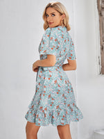 Hazel Blues® | Floral Short Sleeve Ruffle Hem Dress - Hazel Blues®