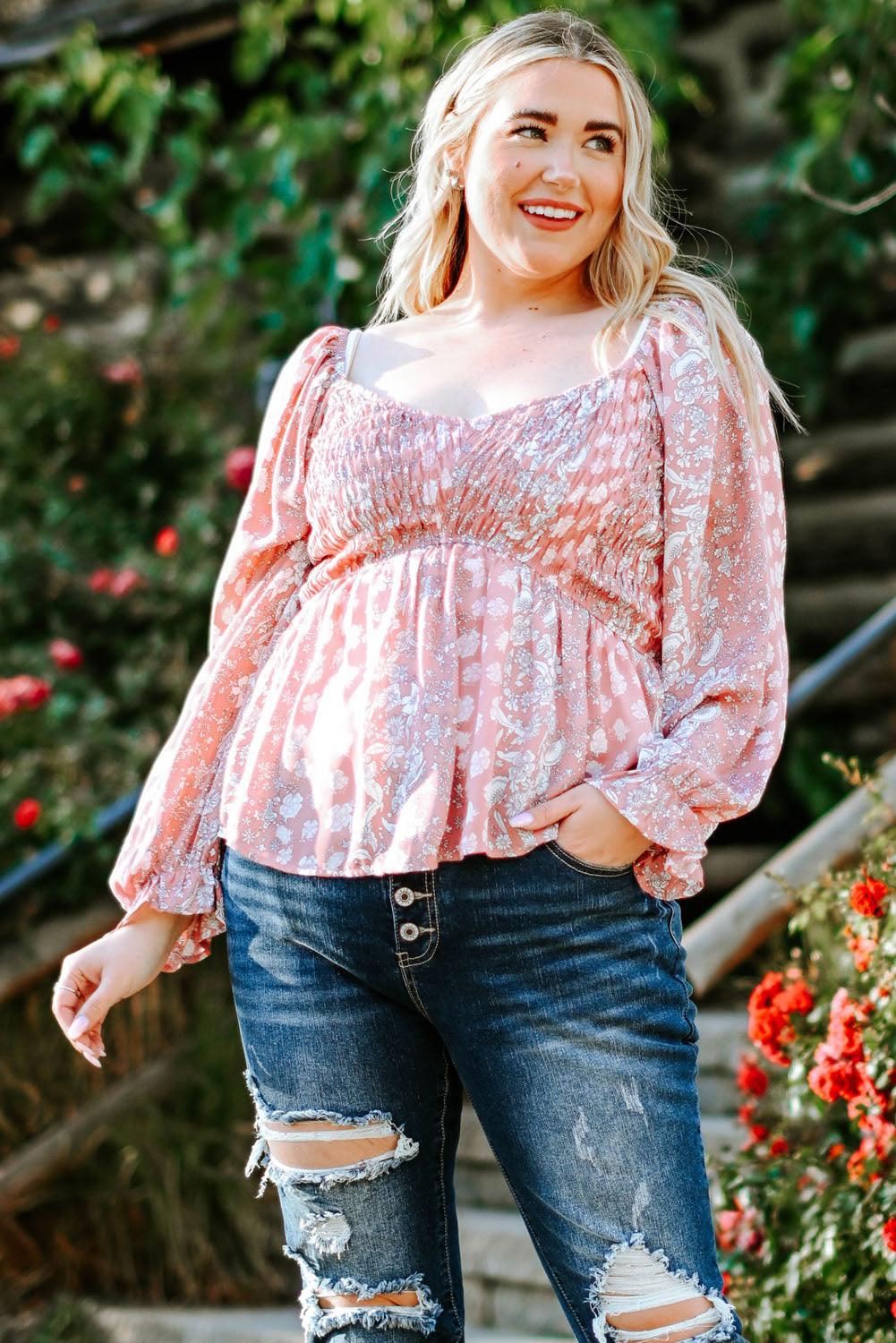 Floral Ruffled Flounce Sleeve Blouse - Bella Jade