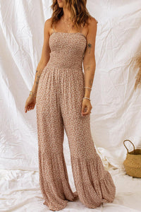 Hazel Blues® | Floral Spaghetti Strap Smocked Wide Leg Jumpsuit - Hazel Blues®