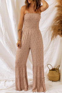 Hazel Blues® | Floral Spaghetti Strap Smocked Wide Leg Jumpsuit - Hazel Blues®