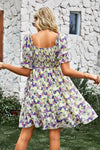 Hazel Blues® | Floral Square Neck Smocked Frill Trim Dress - Hazel Blues®