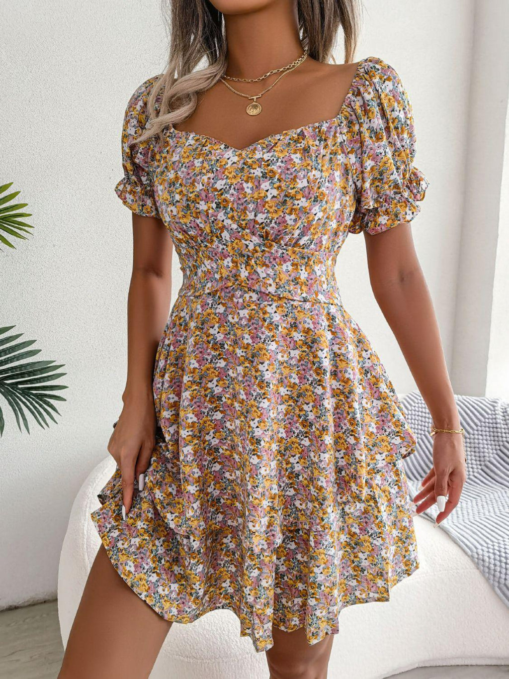 Urban Bliss sweetheart neck dress in lilac floral