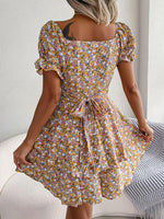 Hazel Blues® | Floral Sweetheart Neck Flounce Sleeve Mini Dress - Hazel Blues®