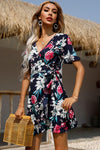Hazel Blues® | Floral Tied Flounce Sleeve Surplice Dress - Hazel Blues®