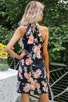 Hazel Blues® | Floral Tied Sleeveless Grecian Neck Mini Dress - Hazel Blues®