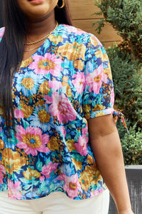 Hazel Blues® | Floral V-Neck Tie Detail Blouse - Hazel Blues®