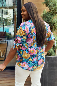 Hazel Blues® | Floral V-Neck Tie Detail Blouse - Hazel Blues®