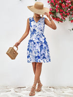 Hazel Blues® | Floral V-Neck Tie Waist Sleeveless Dress - Hazel Blues®