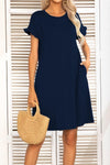Hazel Blues® | Flounce Sleeve Round Neck Dress with Pockets - Hazel Blues®