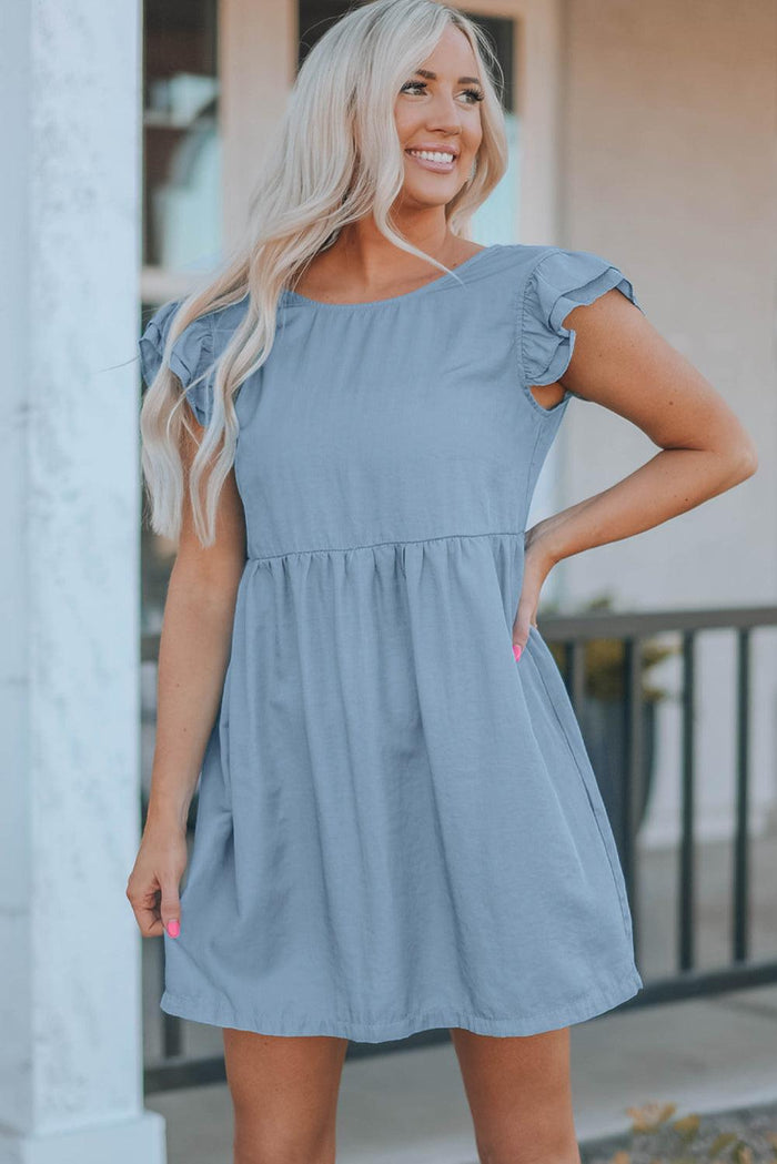 Hazel Blues® | Flutter Sleeve Ruched Mini Dress - Hazel Blues®