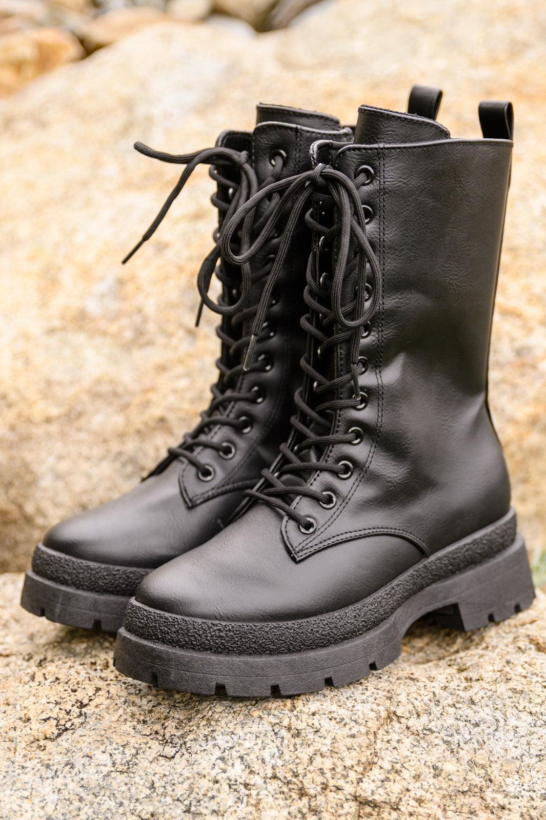 Hazel Blues® | Fresh Feels Combat Boots In Black - Hazel Blues®