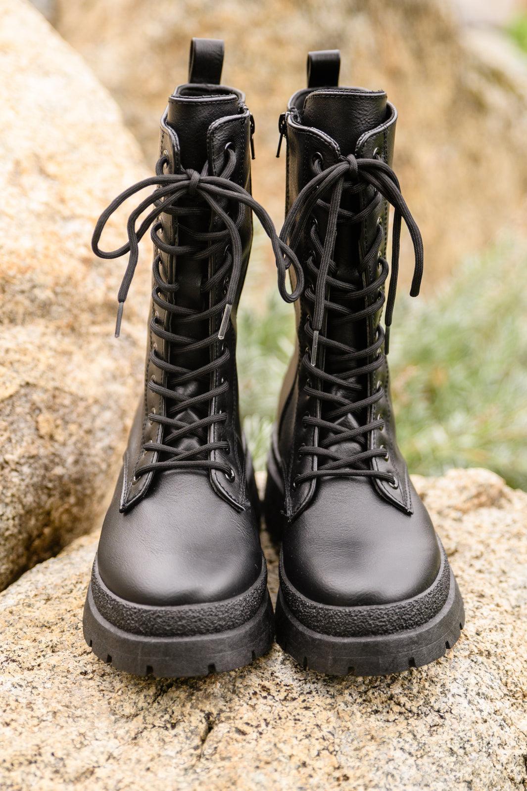 Hazel Blues® | Fresh Feels Combat Boots In Black - Hazel Blues®