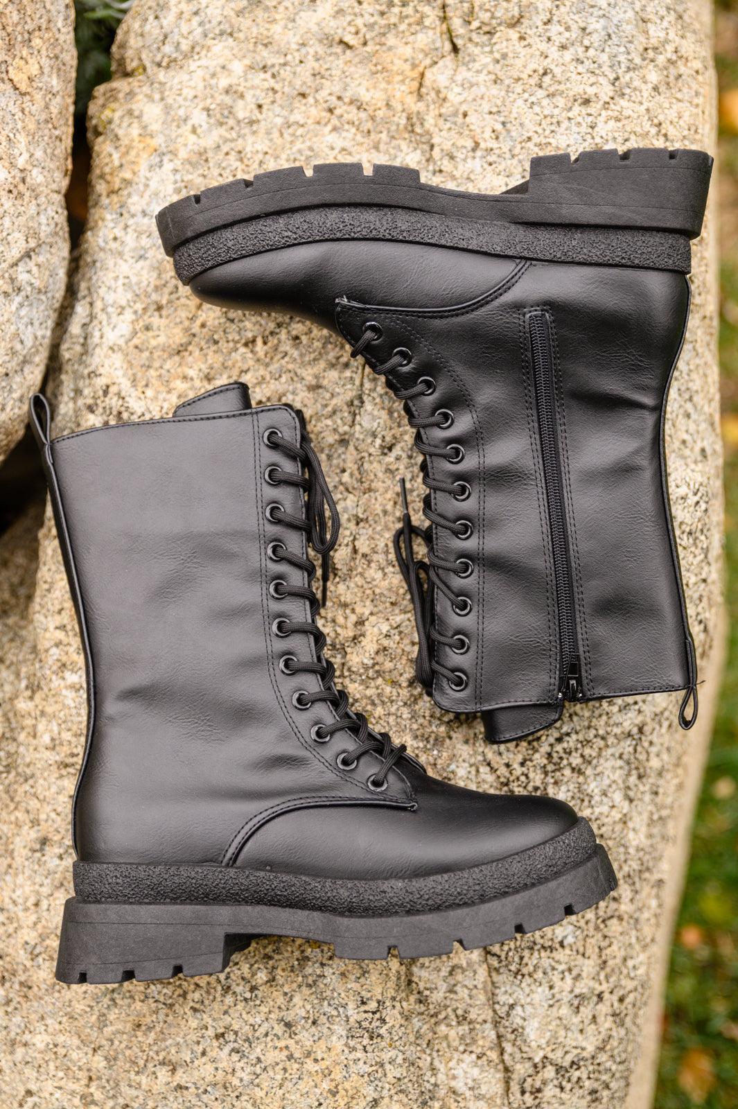 Hazel Blues® | Fresh Feels Combat Boots In Black - Hazel Blues®