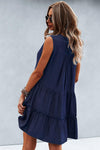 Hazel Blues® | Frill Trim Notched Sleeveless Tiered Dress - Hazel Blues®