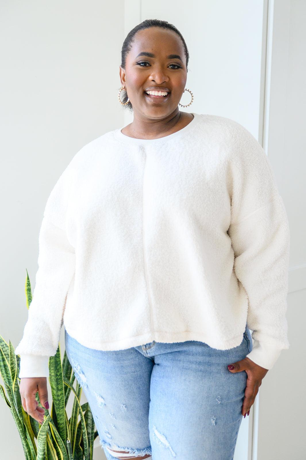 Hazel Blues® | Fuzzy Cuddles Sweater in Off White - Hazel Blues®