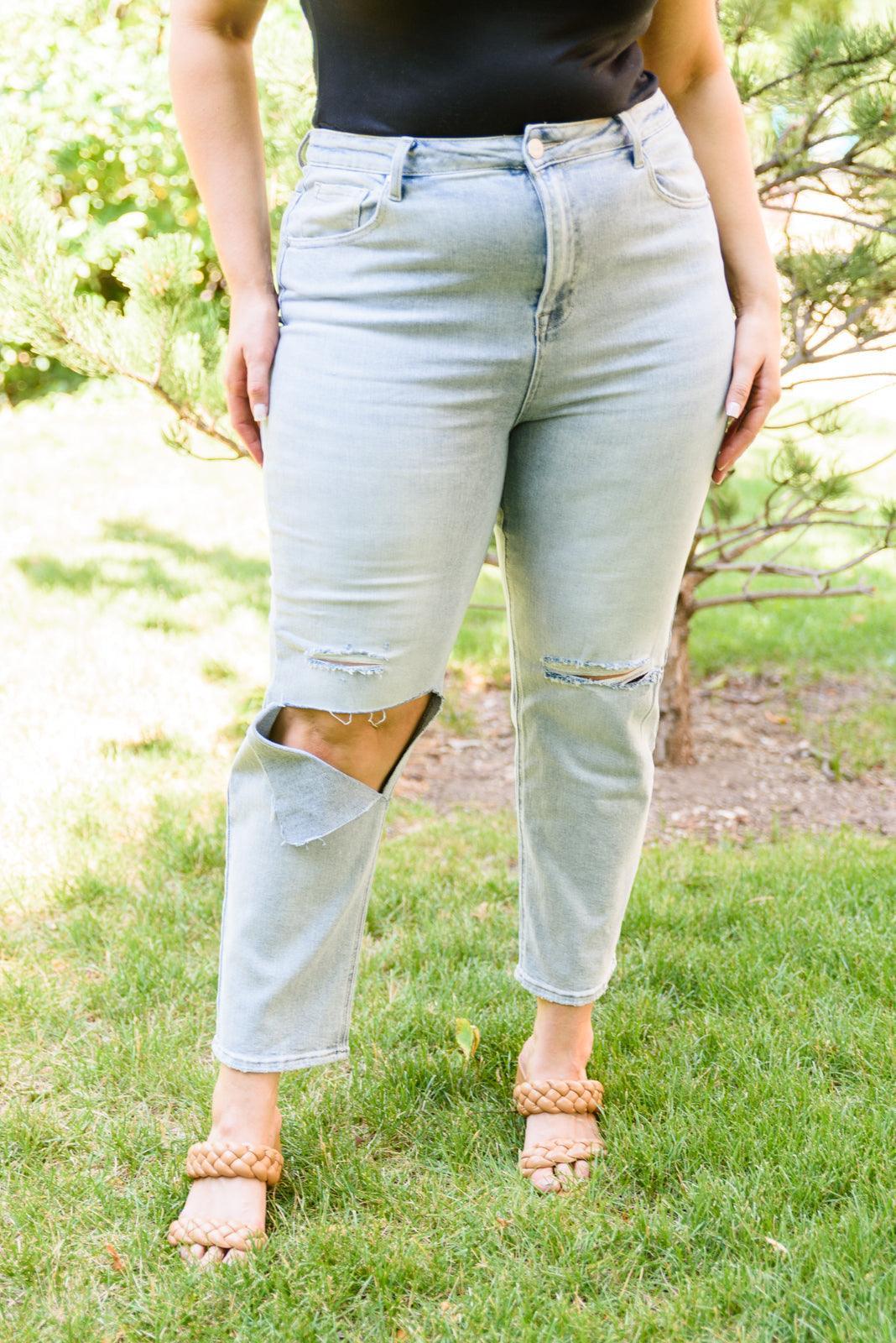 Hazel Blues® | Good Karma Light Wash Distressed Jeans - Hazel Blues®