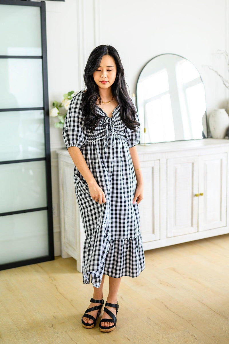 knee length dresses for ladies Elle Gingham Midi Dress main image 0