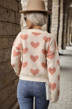 Hazel Blues® | Heart Pattern Dropped Shoulder Sweater - Hazel Blues®