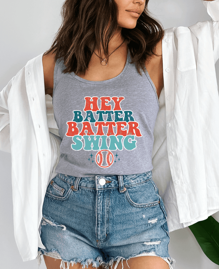 Hazel Blues® | Hey Batter Batter Swing Graphic Racerback Tank - Hazel Blues®