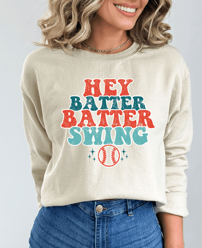 Hazel Blues® | Hey Batter Batter Swing Graphic Sweatshirt - Hazel Blues®