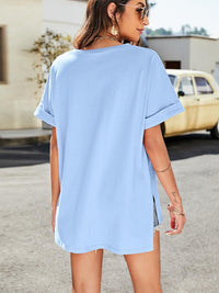 Hazel Blues® | High-Low Side Slit V-Neck Tee - Hazel Blues®