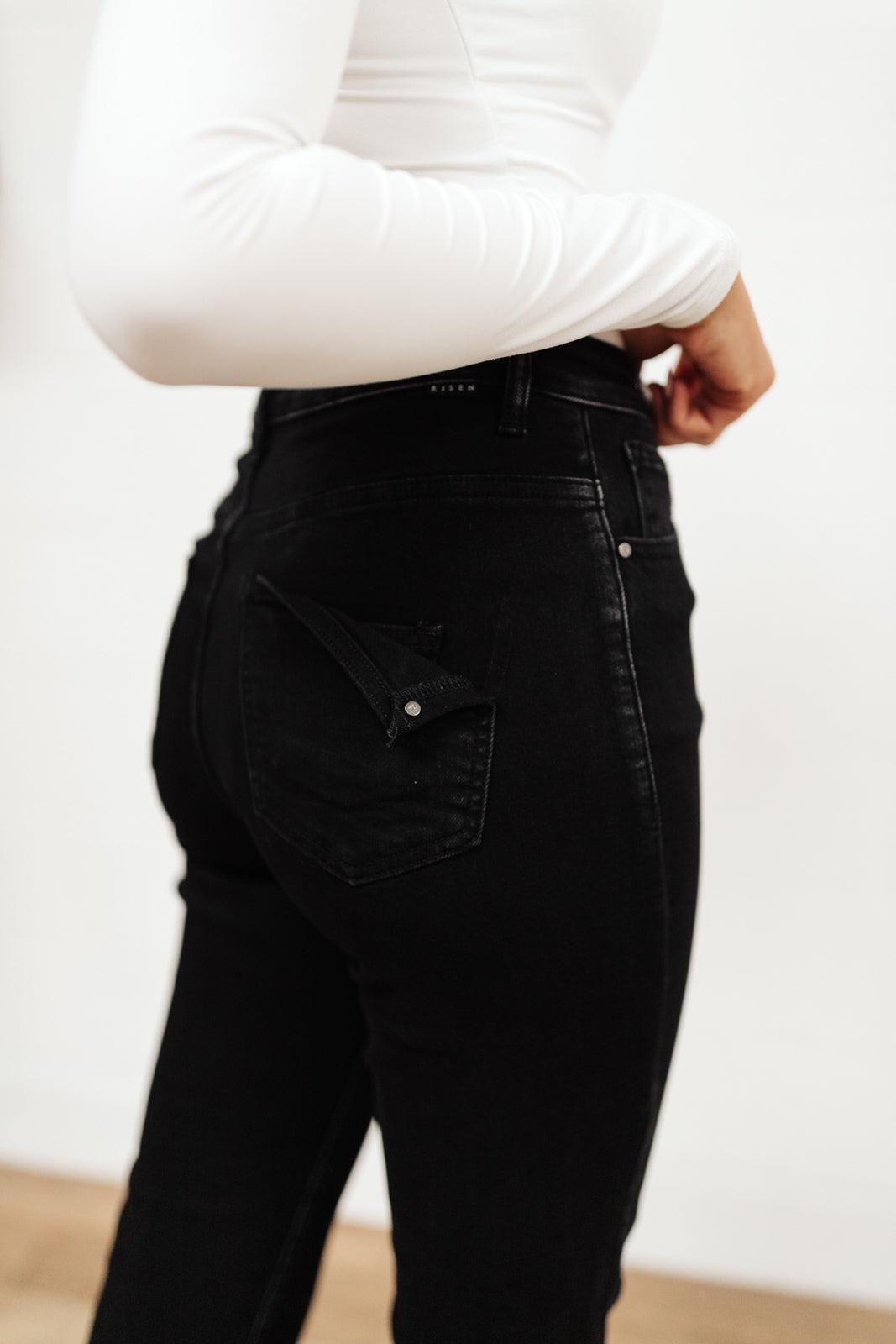 Hazel Blues® | High Waist Mom Fit Jeans In Black - Hazel Blues®