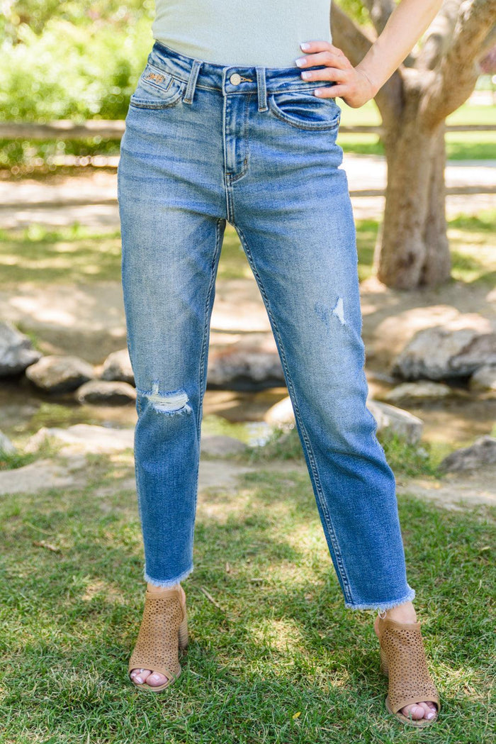 Hazel Blues® | Howdy Embroidery Boyfriend Jeans - Hazel Blues®