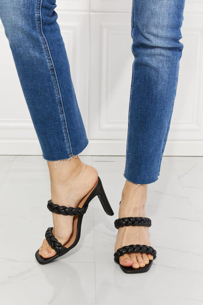 Hazel Blues® | In Love Double Braided Block Heel Sandal in Black - Hazel Blues®