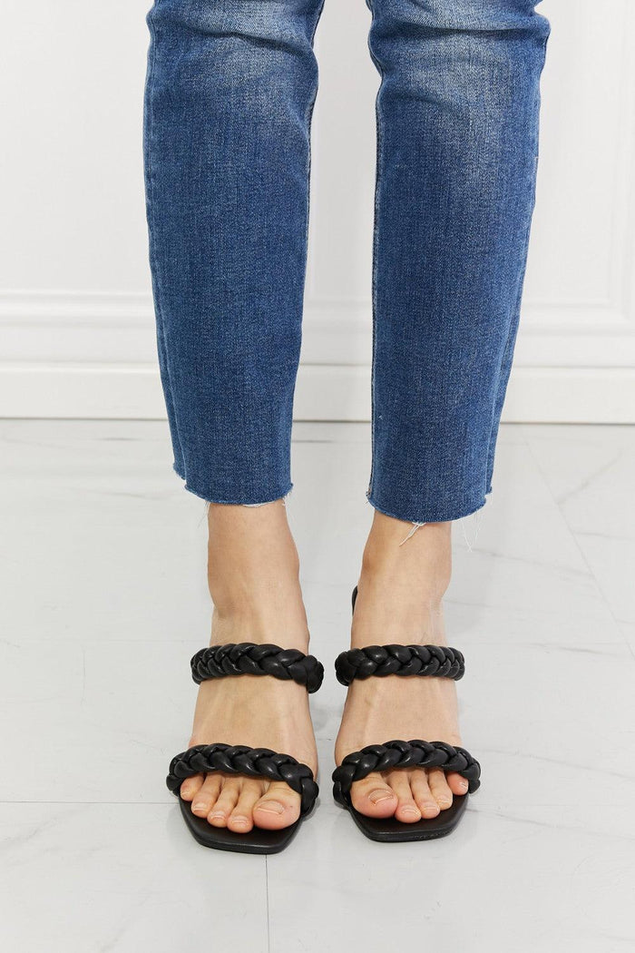 Hazel Blues® | In Love Double Braided Block Heel Sandal in Black - Hazel Blues®