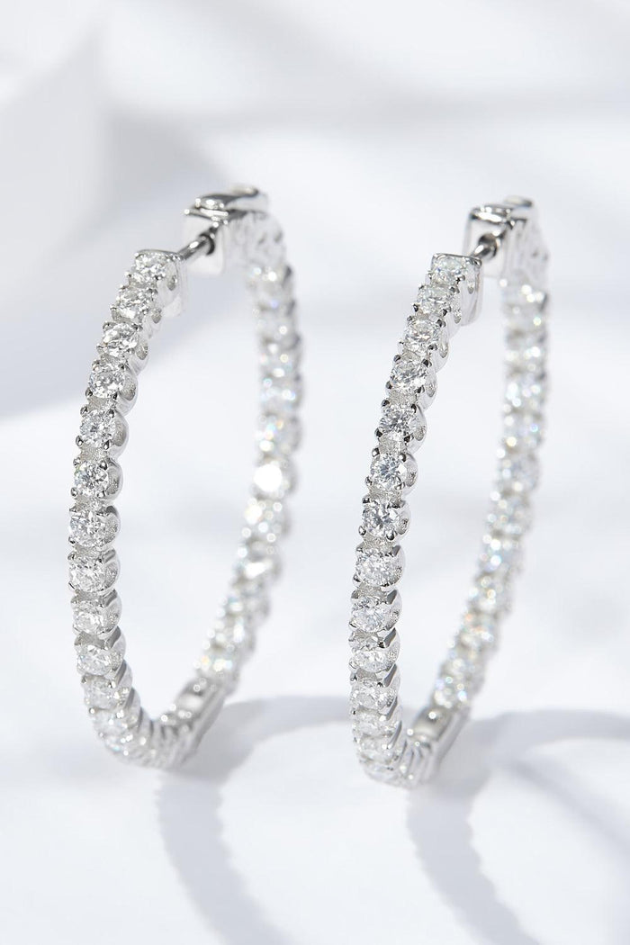 Hazel Blues® | Inlaid Moissanite 925 Sterling Silver Hoop Earrings - Hazel Blues®